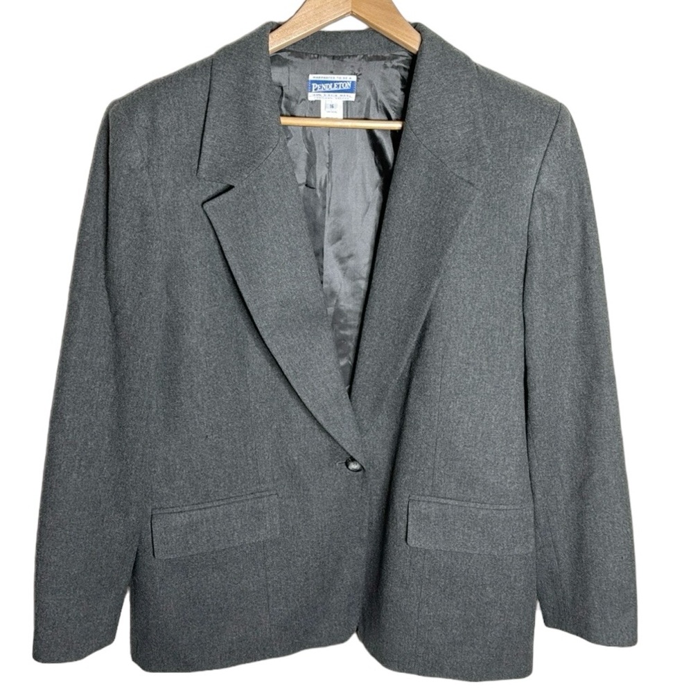 Pendleton Vintage grey 100% virgin wool one button blazer size XXL